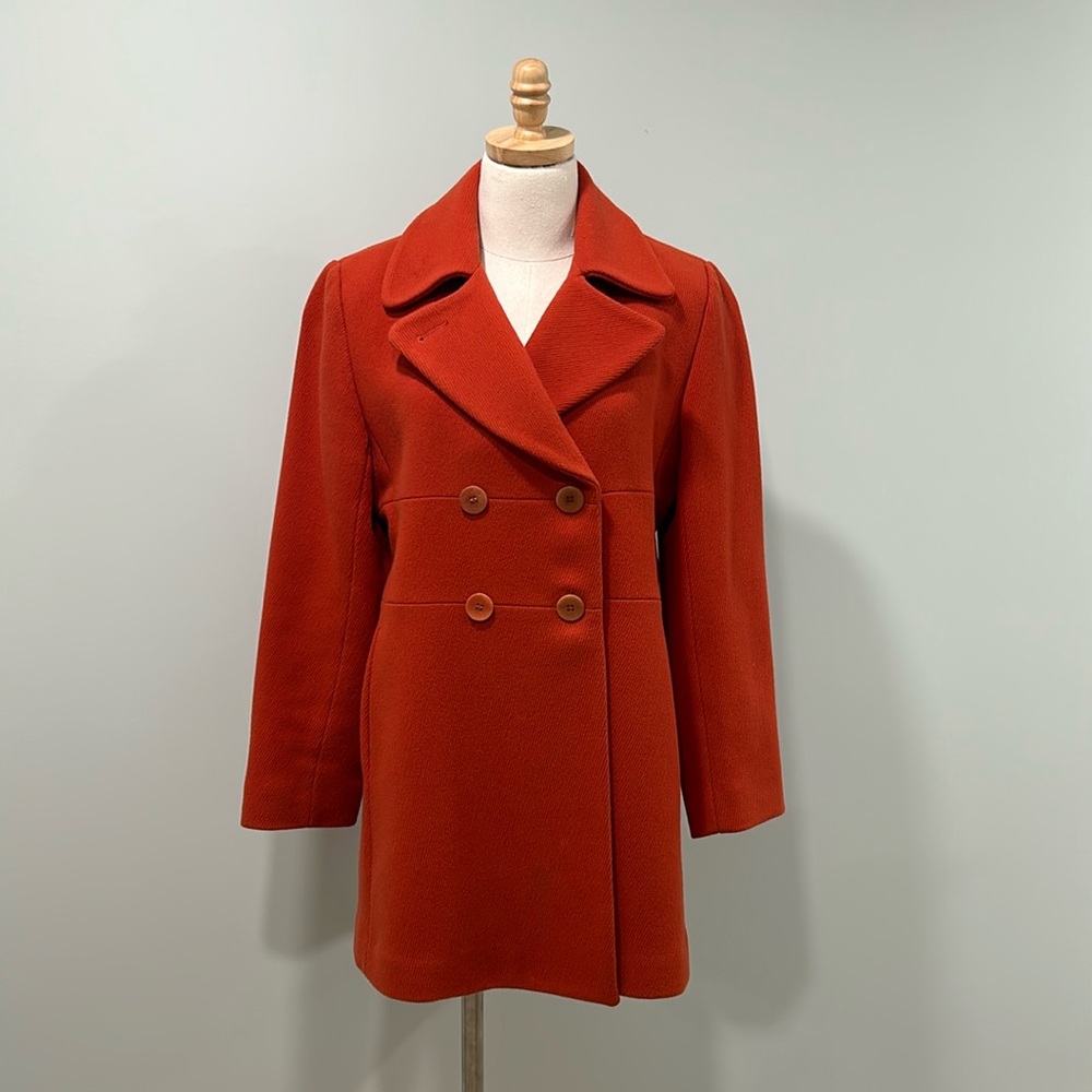 Double breasted wool coat. Talbots size 8. Orange!